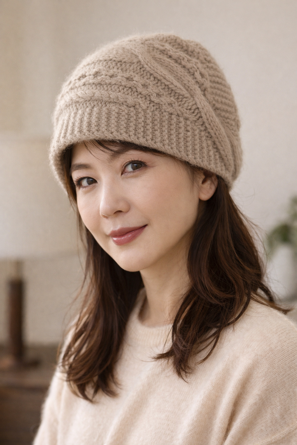 100%山羊絨針織手編帽